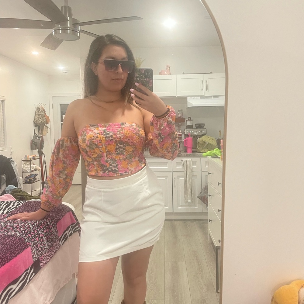 Wild Fable Floral Off-Shoulder Blouse - Pink and Yellow